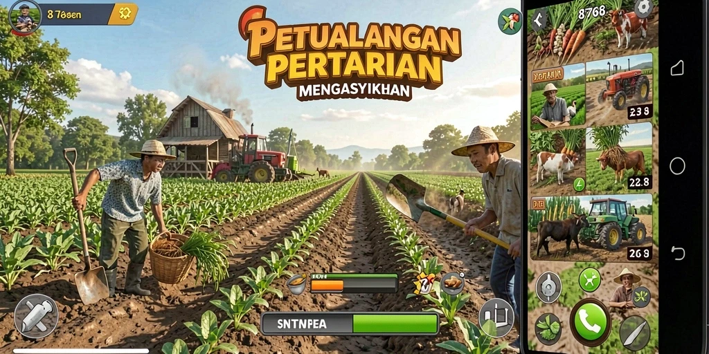Screenshot utama 8768 menampilkan keseruan bertani.