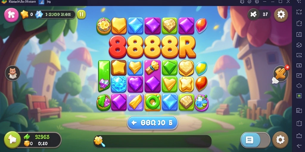 Screenshot gameplay 888R yang menampilkan aksi mencocokkan barang.