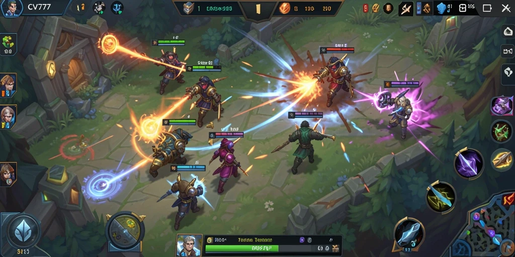 Gameplay seru di CV777 yang menunjukkan aksi MOBA nyata.