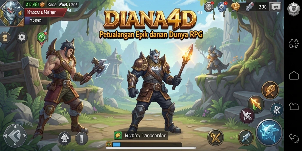Tangkapan layar gameplay DIANA4D yang menggambarkan aksi pertarungan RPG yang seru.