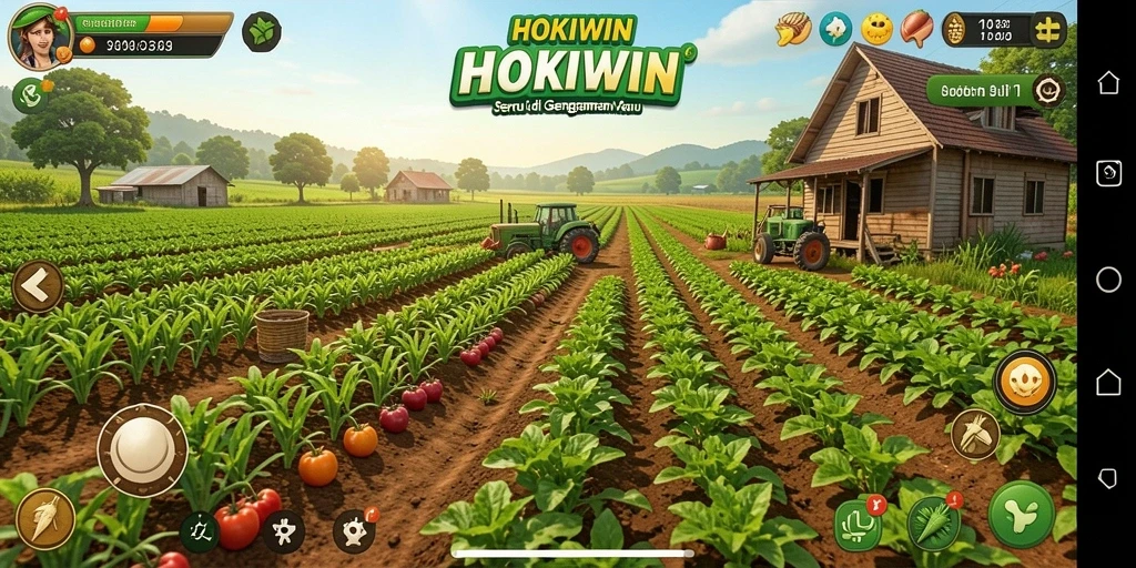 Tampilan gameplay HOKIWIN yang seru dan menarik saat berkebun.