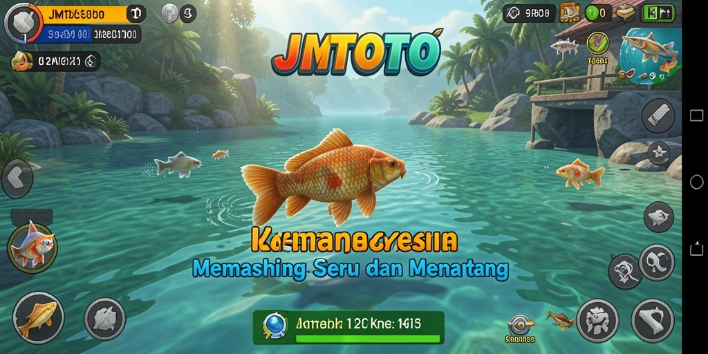 Tampilan gameplay menakjubkan dalam JMTOTO dengan berbagai jenis ikan dan lokasi memancing.
