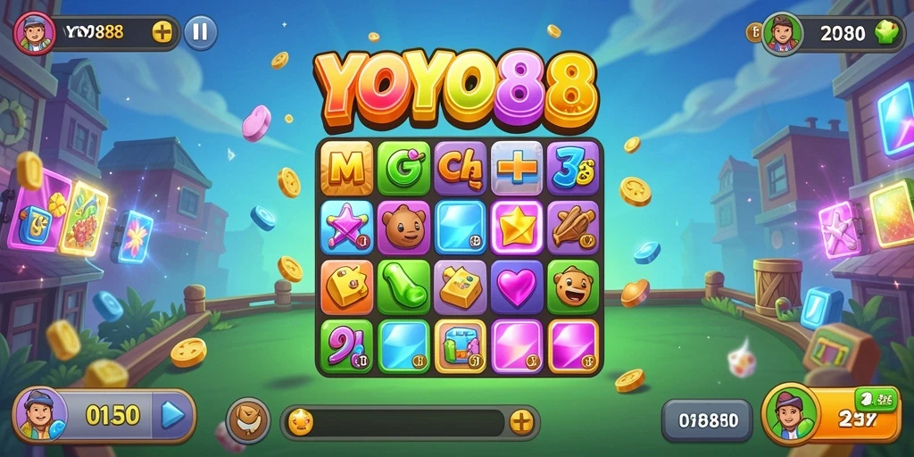 Tampilan menawan dari gameplay YOYO88 yang penuh warna.