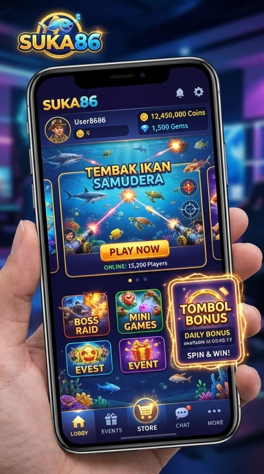 Tampilan awal aplikasi suka86 dengan antarmuka yang intuitif.